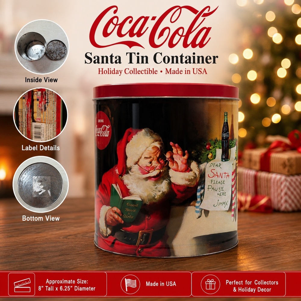 Coca-Cola Santa Claus Christmas Tin 2013 Signature Brands Red Holiday Decor 7in